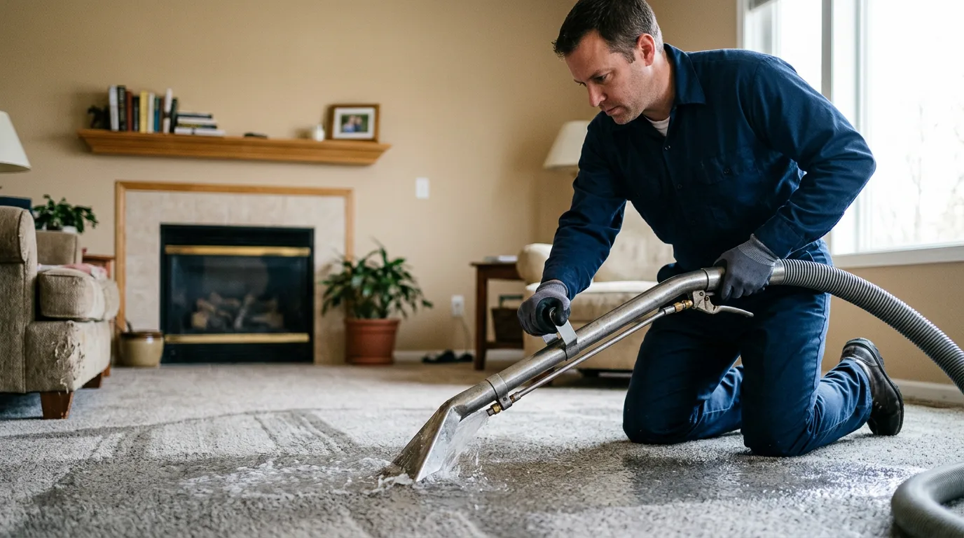 Water damage restoration technician working near Algonquin, IL
